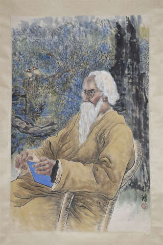 A Figure Painting on Paper by Xu Beihong.