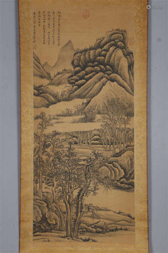 A Landscape Painting on Silk by Wang Yuanqi.