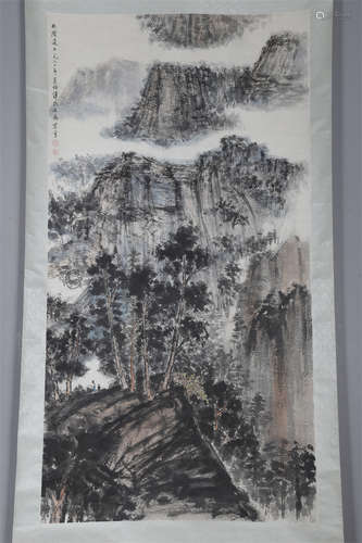 A Landscape Painting on Paper by Fu Baoshi.