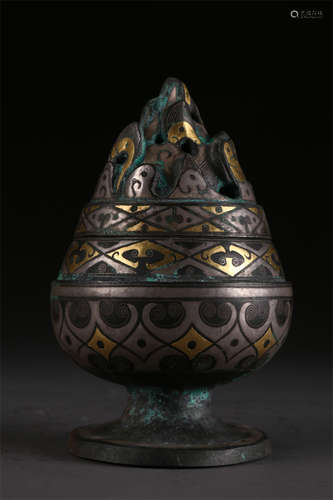 A Boshan Censer with Gold and Silver Inlay.