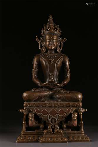 An Alloy Copper Amitayus Buddha Statue.