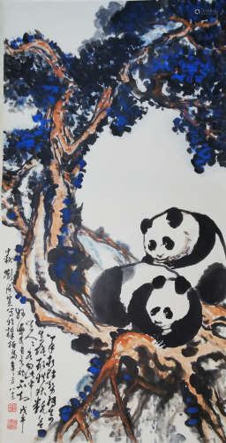 劉海粟 熊貓圖 紙本立軸