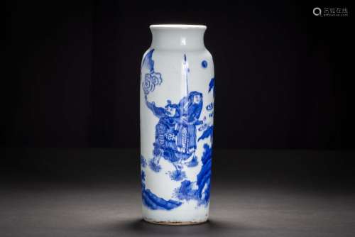 清 康煕 華君常製款 青花故事人物紋瓶