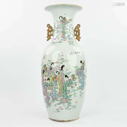 A Chinese vase made of porcelain and decorated with ladies. ...