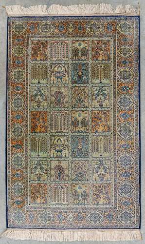 An Oriental hand-made carpet, Kashmir, India. (125 x 78 cm)