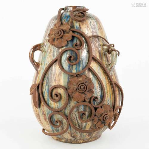 Roger GUERIN (1896-1954) a vase made of glazed grès and moun...