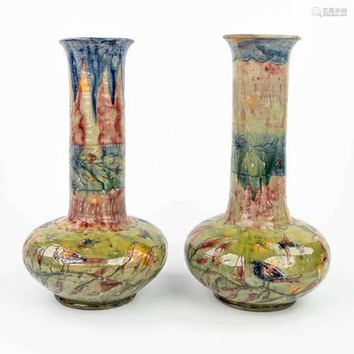 A pair of exceptional vases made of Flemish Earthenware in B...