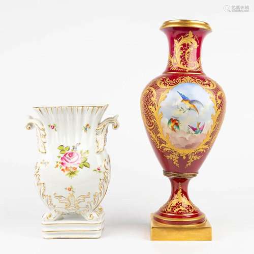 A collection of 2 vases made by Herend in Hungary and Limoge...