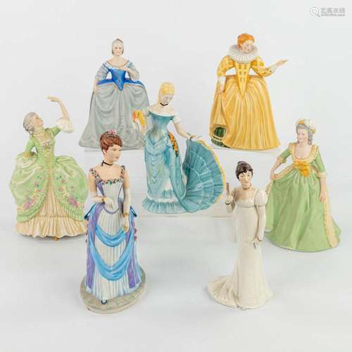 A collection of 7 porcelain statues made by Franklin Porcela...