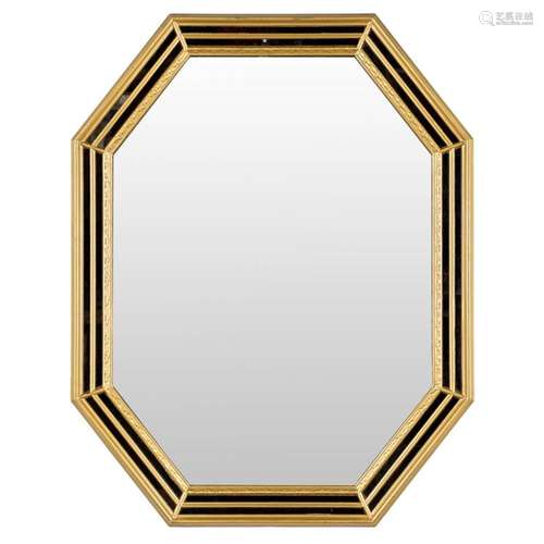 An octagonal mirror made with fumé glass and mirror glass, m...