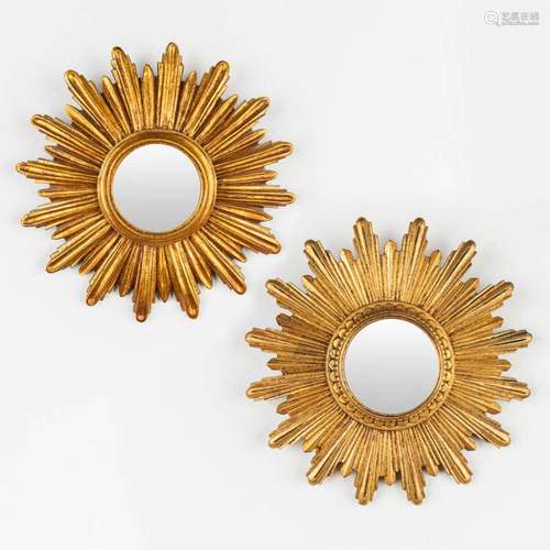 A collection of 2 mid-century sunburst mirror's made of ...