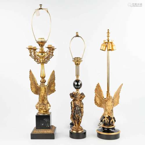 A collection of 3 lamps in Hollywood Regency style and made ...