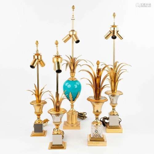 A collection of 5 table lamps in Hollywood Regency style. (H...