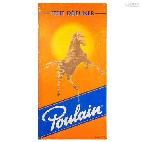 A vintage and large metal sign 'Chocolat Poulin - Petit ...