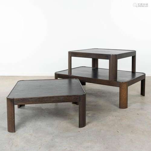 A set of 3 mid-century side / coffee tables made of wood wit...