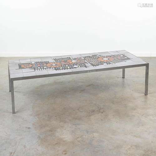 A coffee table made of ceramics on a chrome base and made by...