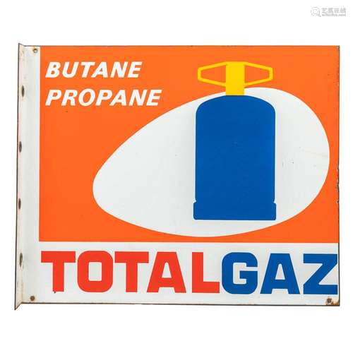 A double-sided enamel road sign 'Totalgaz - Butane Propa...