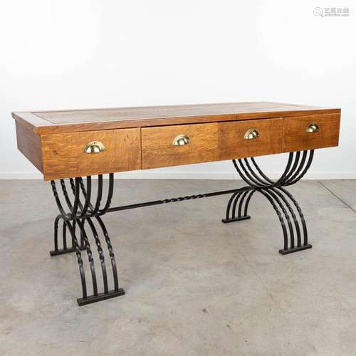 A shop counter made of wrought iron and wood. Used in the Pa...