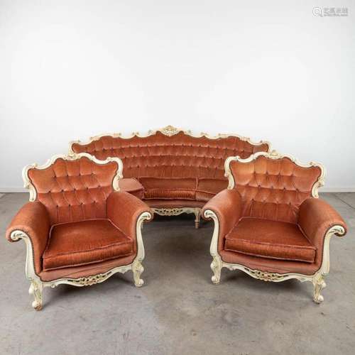 A three-piece salon suite made in Louis XV style. (H:95cm)