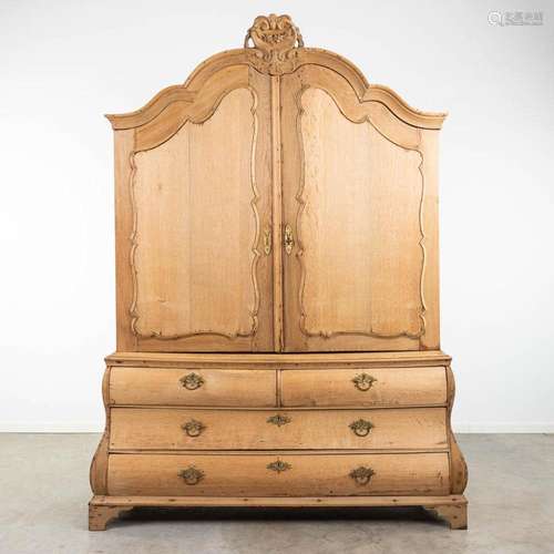 A stripped Dutch cabinet made of oak, 18th century. (H:245cm...