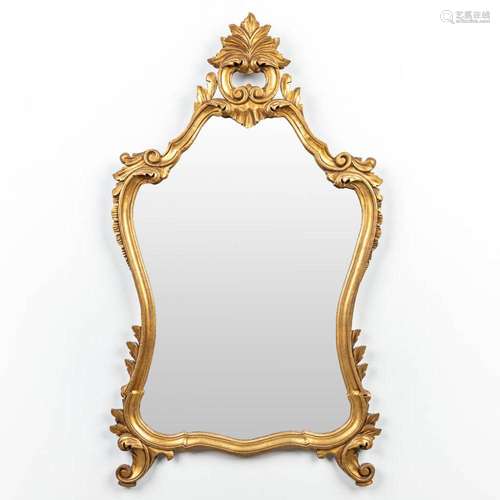 A mirror made of sculptured wood in Louis XV style. (H:109cm...