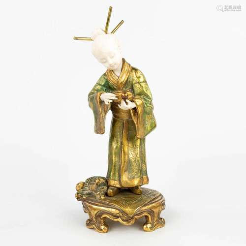 Charles MONGINOT (1825-1900) A statue of a Chinese girl, chr...