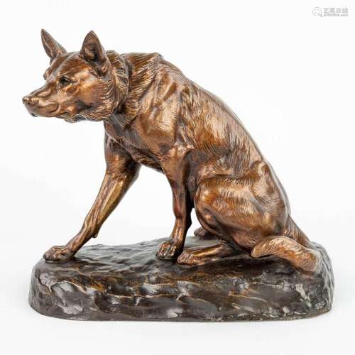 Louis RICHÉ (1877-1949) German Shephard, a bronze statue of ...