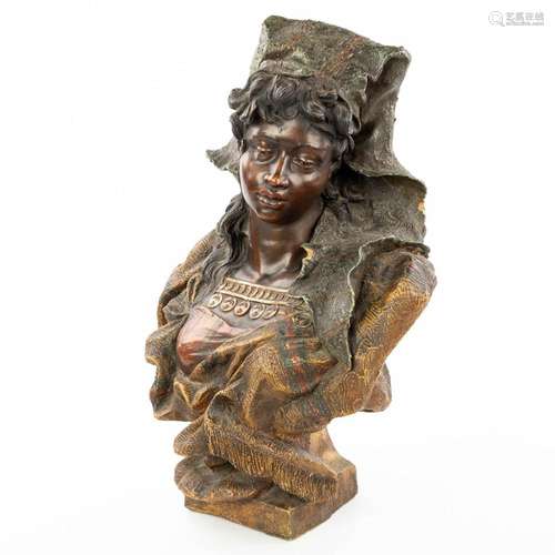 A bust of a Berber lady made of terracotta by Goldscheider, ...