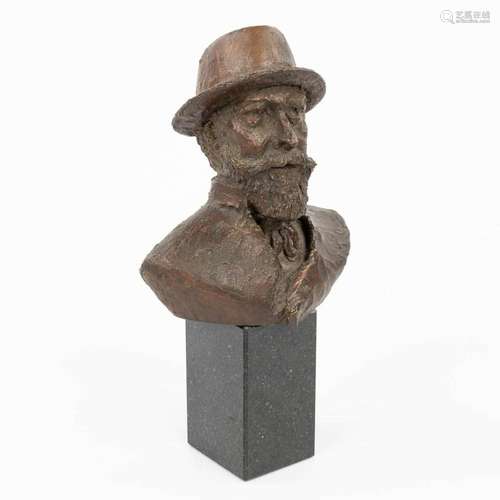 Josiane VANHOUTTE (1946) 'Ensor' a bust made of bron...