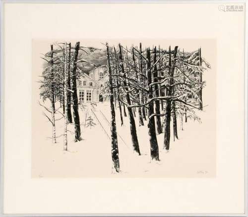 SIGNED LETTY, HOUSE IN A WINTER LANDSCAPE