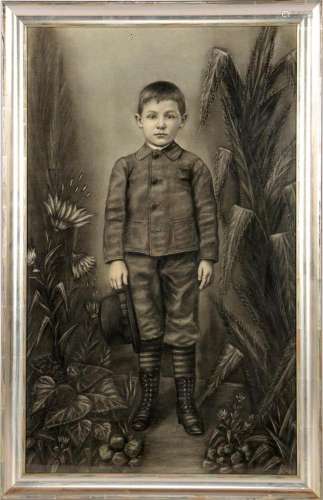ANONYMOUS, POSING BOY, CRAYON WITH CHARCOAL