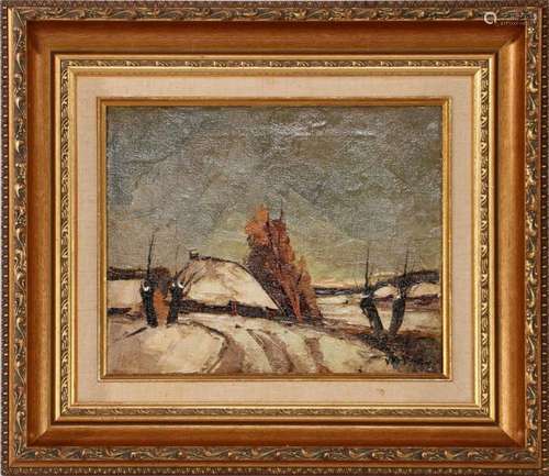 SIGNED VOSMAN, FARM IN A WINTER LANDSCAPE