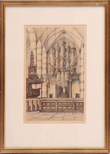 SIGNED BROBBEL, CHURCH INTERIOR IN ZWOLLE