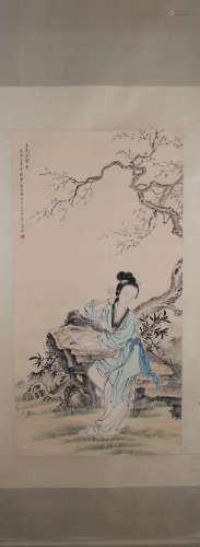 A Chinese figure painting, Pan Zhenyong mark