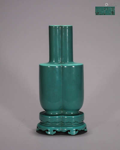 A turquoise glazed porcelain vase