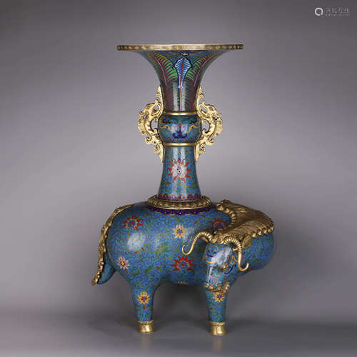 A gilding cloisonne sheep shaped zun