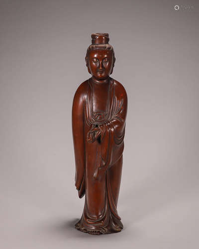 A boxwood Guanyin bodhisattva statuette