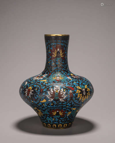 A flower patterned cloisonne vase