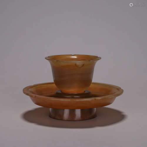An agate tea cup and saucer
