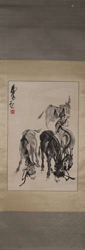 A Chinese donkey painting, Huangzhou mark