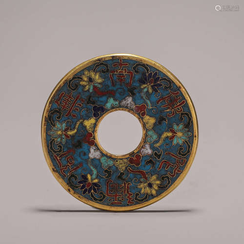 A flower patterned cloisonne coin