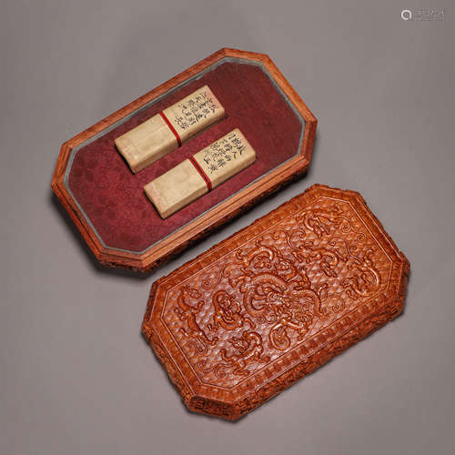 A tianhuang Shoushan soapstone seal with fragrant rosewood b...