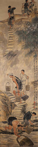 A Chinese figure painting, Xu Beihong mark