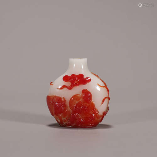 A cattle herding patterned glass snuff bottle