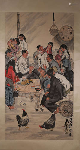 A Chinese figure painting, Huangzhou mark