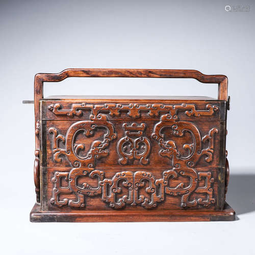 A dragon patterned rosewood food case