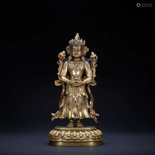 A gilt-bronze statue of Amitayus