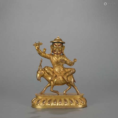 A gilt-bronze statue of Palden Lhamo