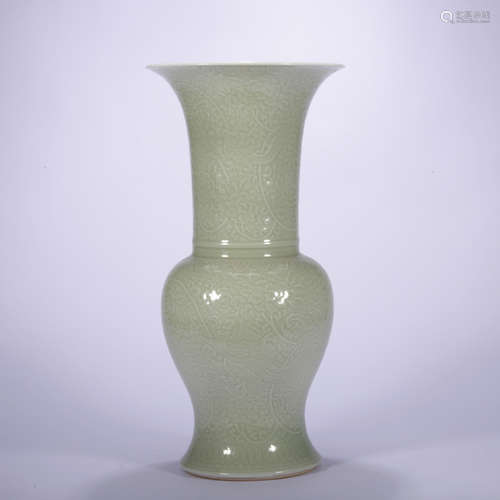 A celadon-glazed 'floral' vase