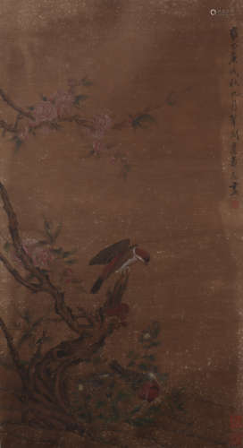 A Bian shoumin's flowers and birds painting(without frame)